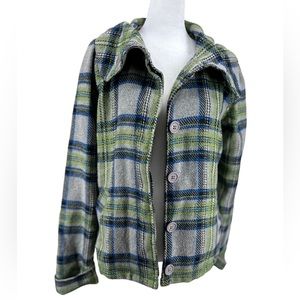 Roxy Plaid Wool Blend Flannel Shacket Size Medium